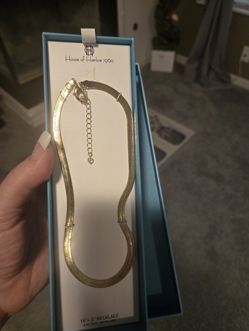 House Of Harlow NIB Gold Herringbone Necklace